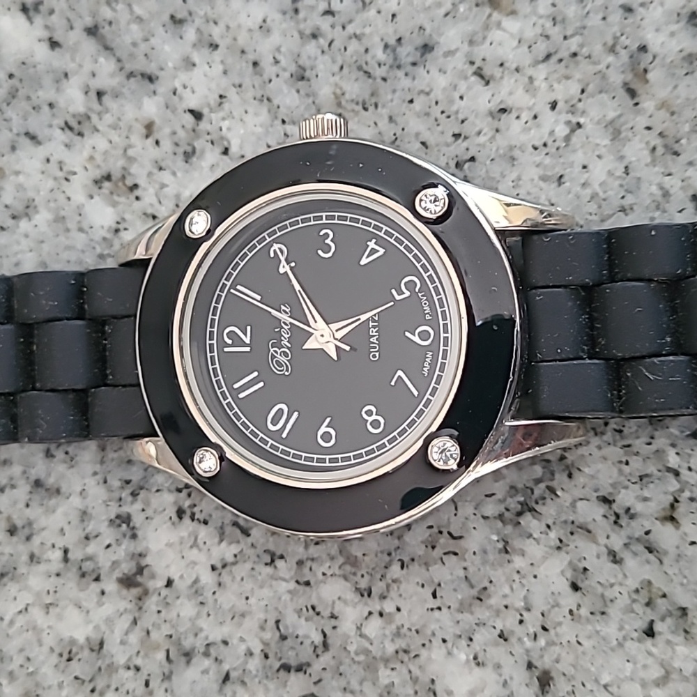 Breda Black and Silver Watch